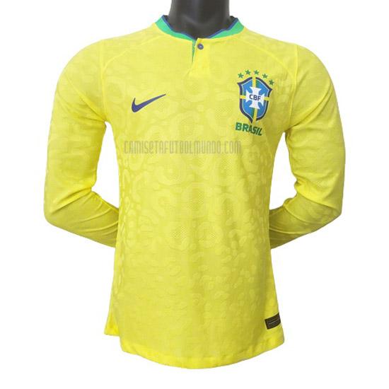 camiseta brasil manga larga edición de jugador primera 2022