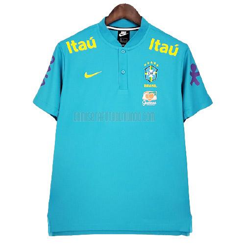 camiseta brasil pre-match azul 2021-2022