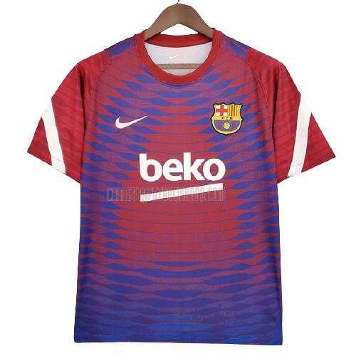 camiseta de entrenamiento barcelona azul rojo 2021-2022
