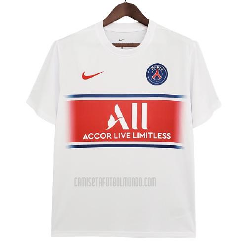 camiseta de entrenamiento paris saint-germain blanco rojo 2021-2022