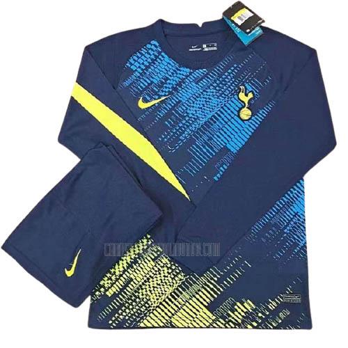 camiseta de entrenamiento tottenham hotspur manga larga azul 2020-2021