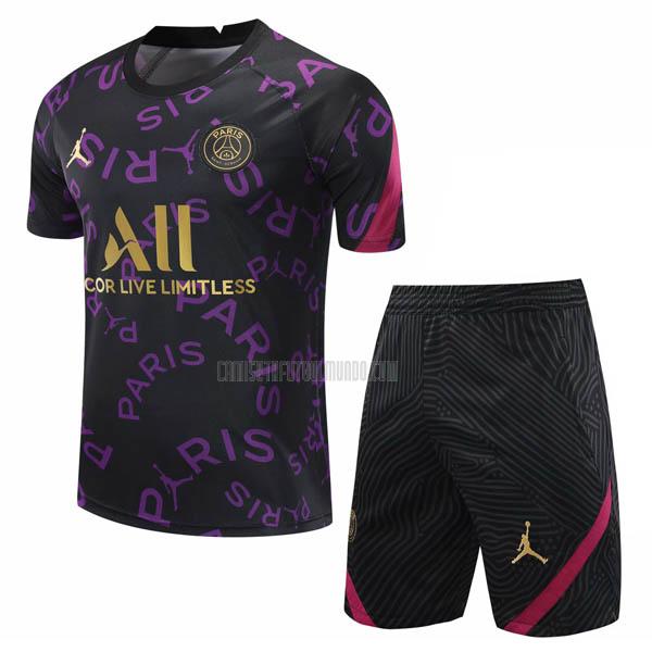 camiseta de entrenamiento y pantalones paris saint-germain negro púrpura 2020-2021