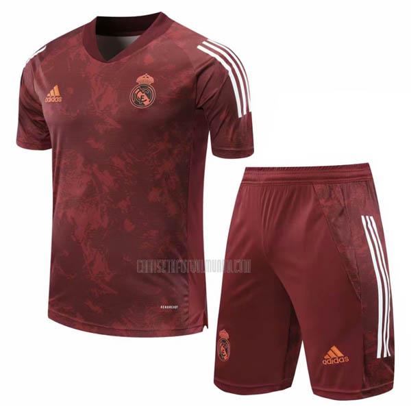 camiseta de entrenamiento y pantalones real madrid rojo 2020-2021