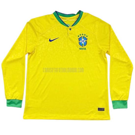 camiseta del brasil del manga larga primera 2022