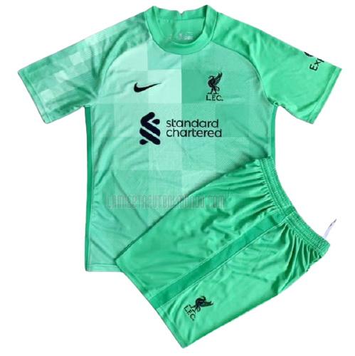 camiseta del liverpool del niños portero verde 2021-2022