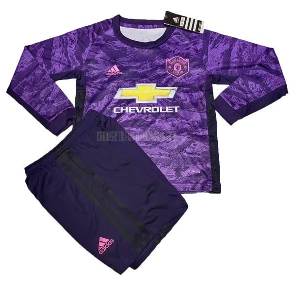 camiseta del manchester united del portero niños manga larga púrpura 2019-20