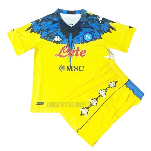 camiseta del napoli del niños marcelo burlon amarillo 2021