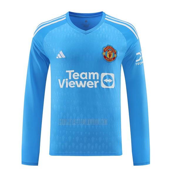 camiseta manchester united manga larga portero azul 2023-2024