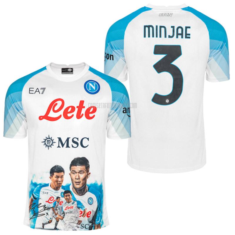 camiseta minjae napoli face game blanco 2022-2023