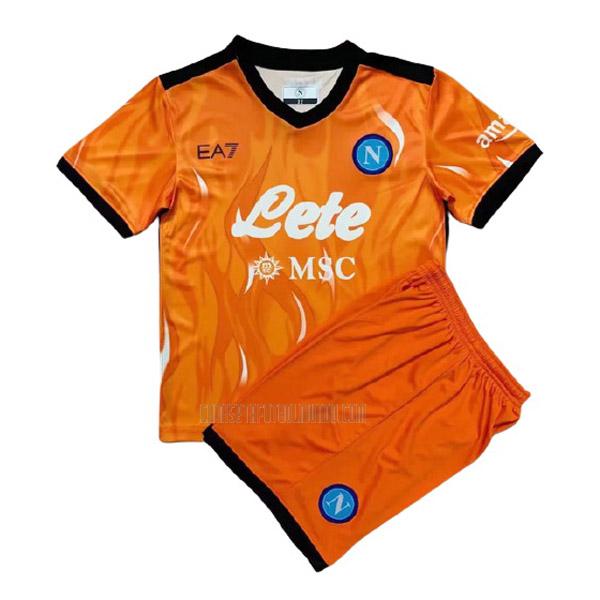 camiseta napoli portero niños naranja 2021-2022