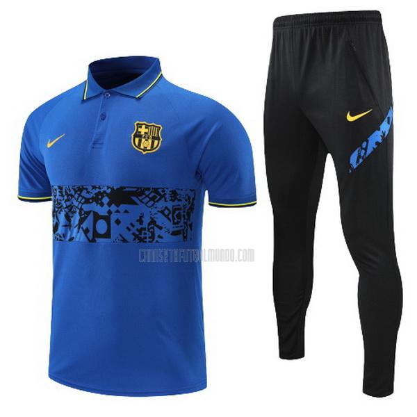 camiseta polo barcelona traje azul 2022