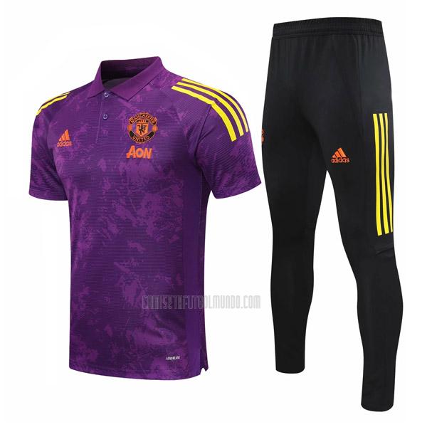 camiseta polo y pantalones manchester united i violeta 2020-2021