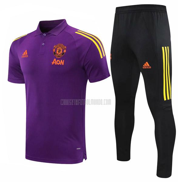 camiseta polo y pantalones manchester united violeta 2020-2021