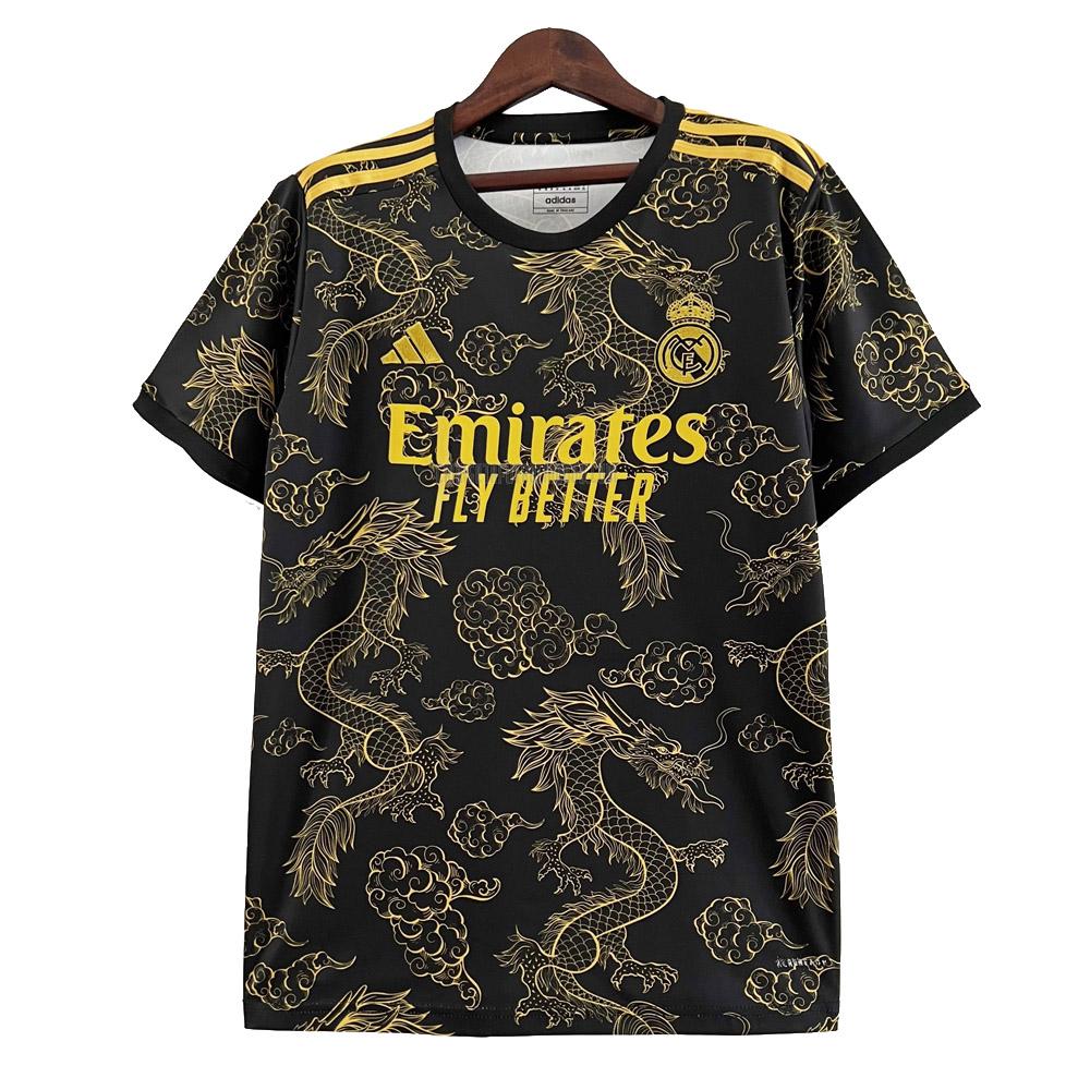 camiseta real madrid edición dragón oro negro 2023-2024