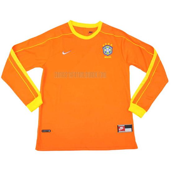 camiseta retro brasil manga larga portero naranja 1998